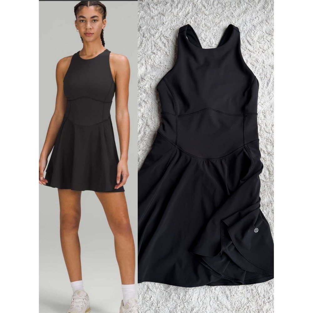 Lululemon Court Crush Dress Black Tennis Exercise Pickleball W1DHYS Size 6 - Picture 15 of 15